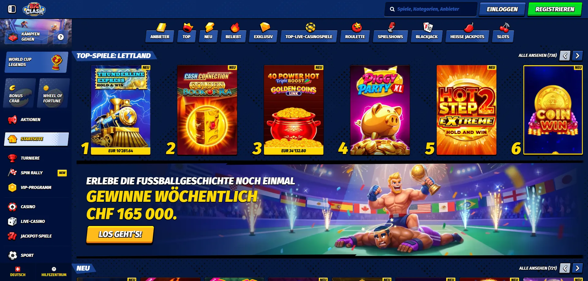 BigClash Casino Slots und Spielkatalog – über 12.000 Titel