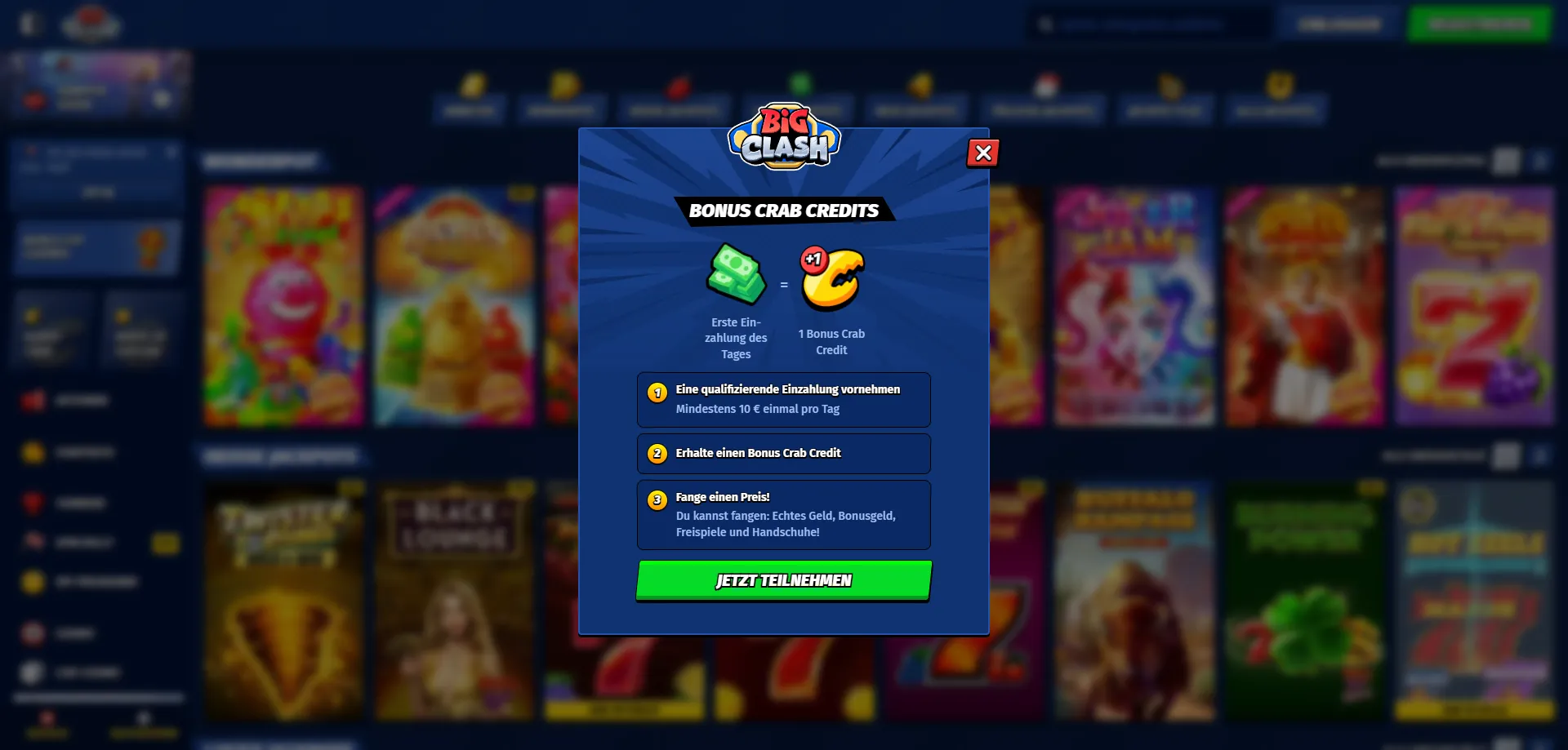 BigClash Casino Bonus – 100% bis €500 plus 200 Freispiele